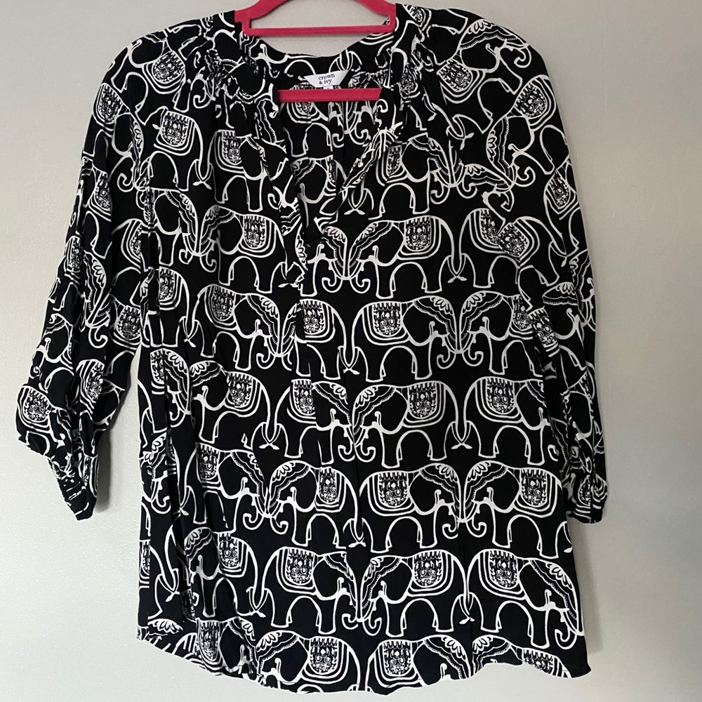 crown & ivy patterned blouse